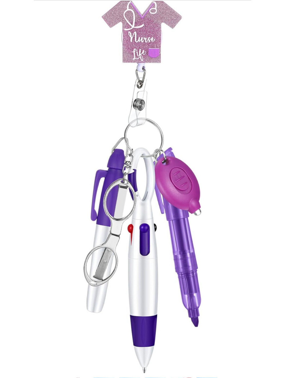 Nurse Life Retractable Badge Reel Pen and Scissors Keychain